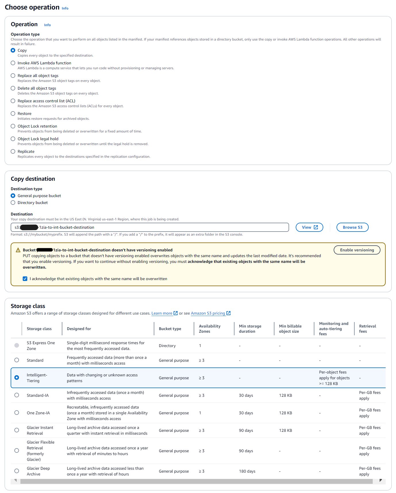 Figure 13: Select the operation type of the S3 Batch Operations job