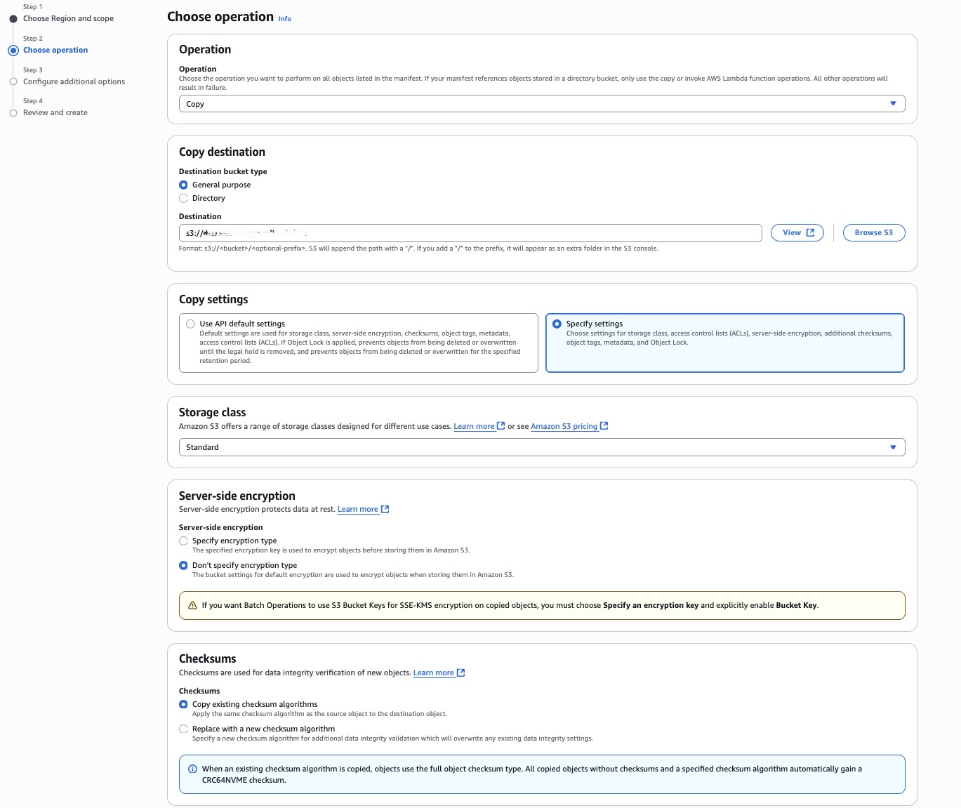 Step 2.1 Choose operation with specified settings option