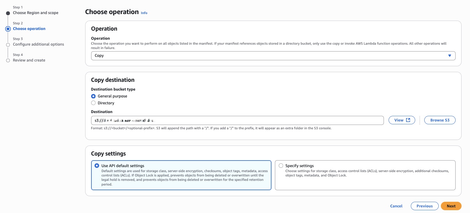 Step 2.2 Choose operation with Use API default settings option