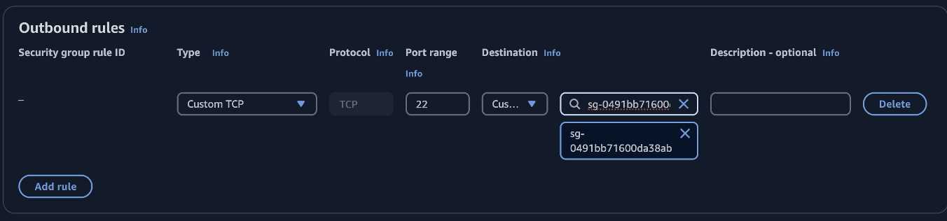 Update Outbound rules for EC2 Instance Connect Security Group