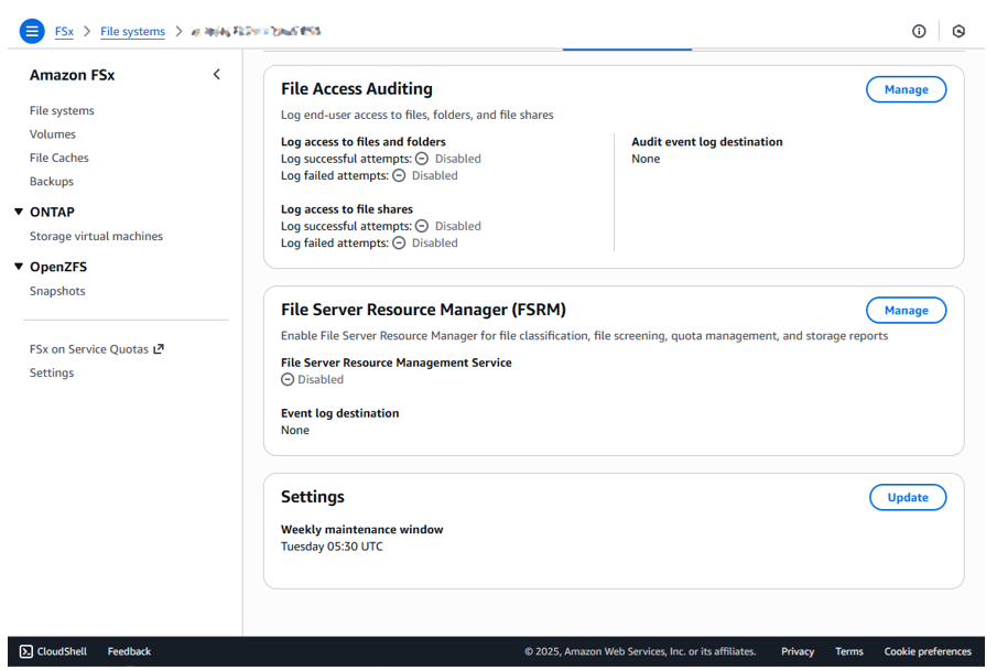Figure 9: FSRM is disabled