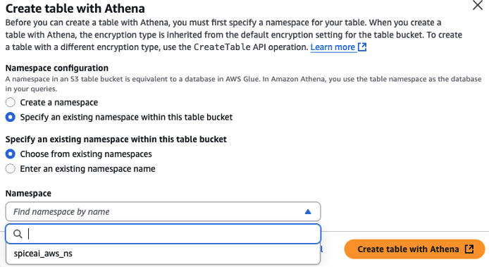 Create table with Athena