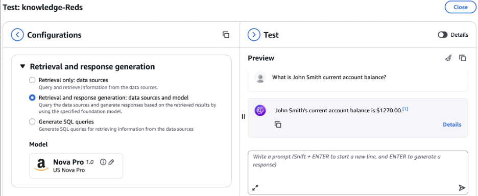 Example natural language query results using Amazon Bedrock knowledge base