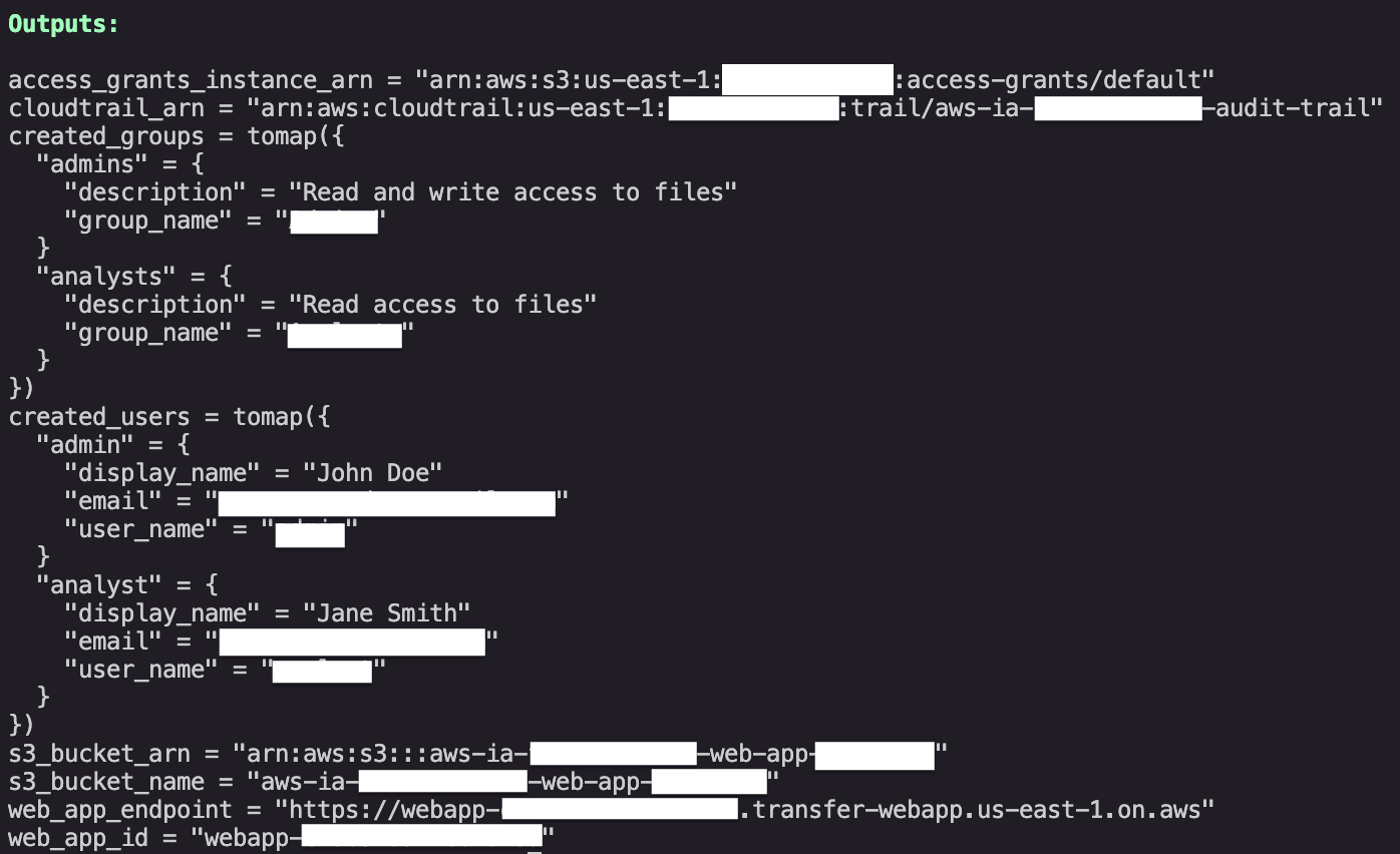 Figure 2: Example successful output after terraform apply 