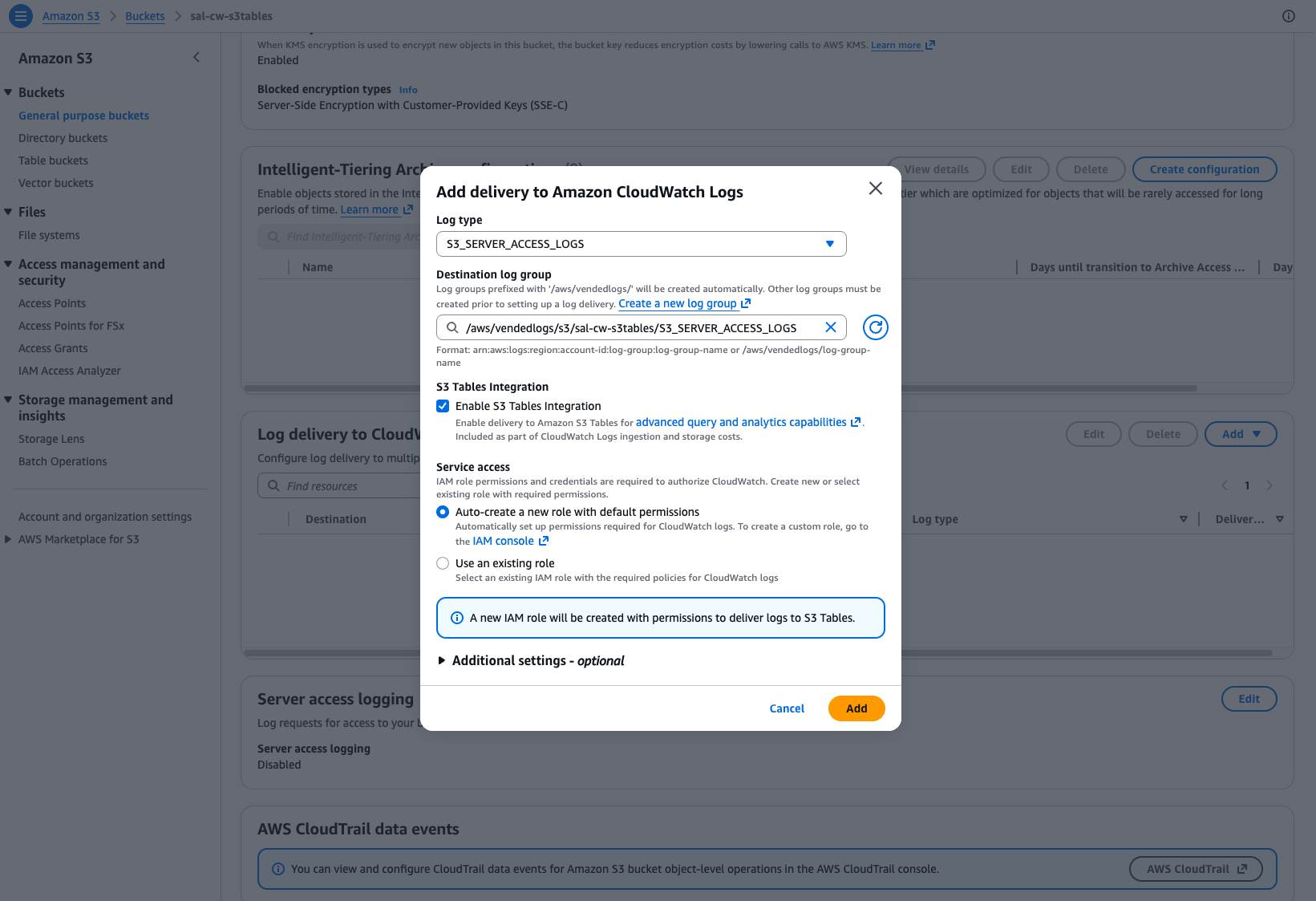 Enabling the S3 Tables integration