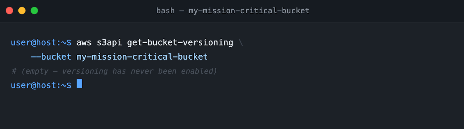Figure 2_Bucket versioning status using AWS CLI