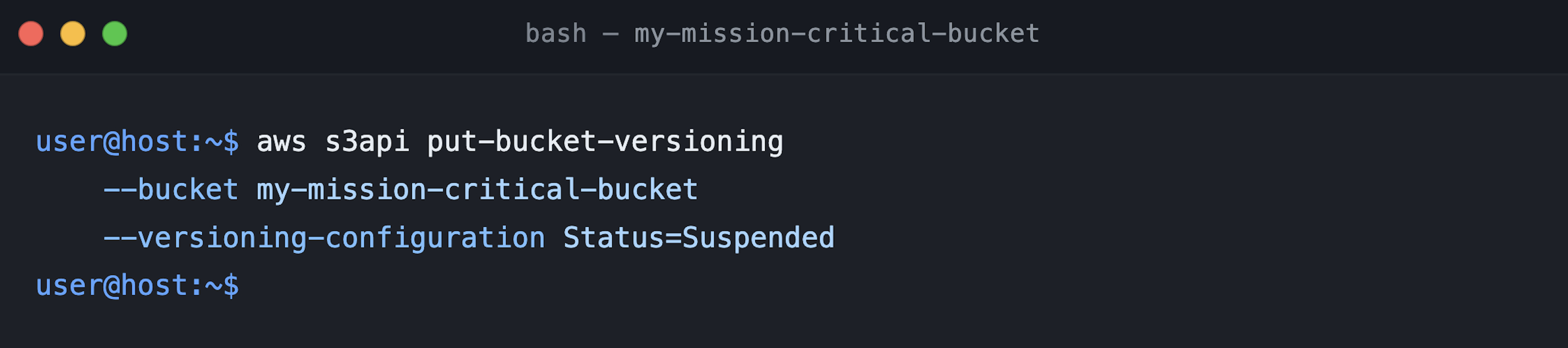 Figure 3_Enabling versioning in suspended mode