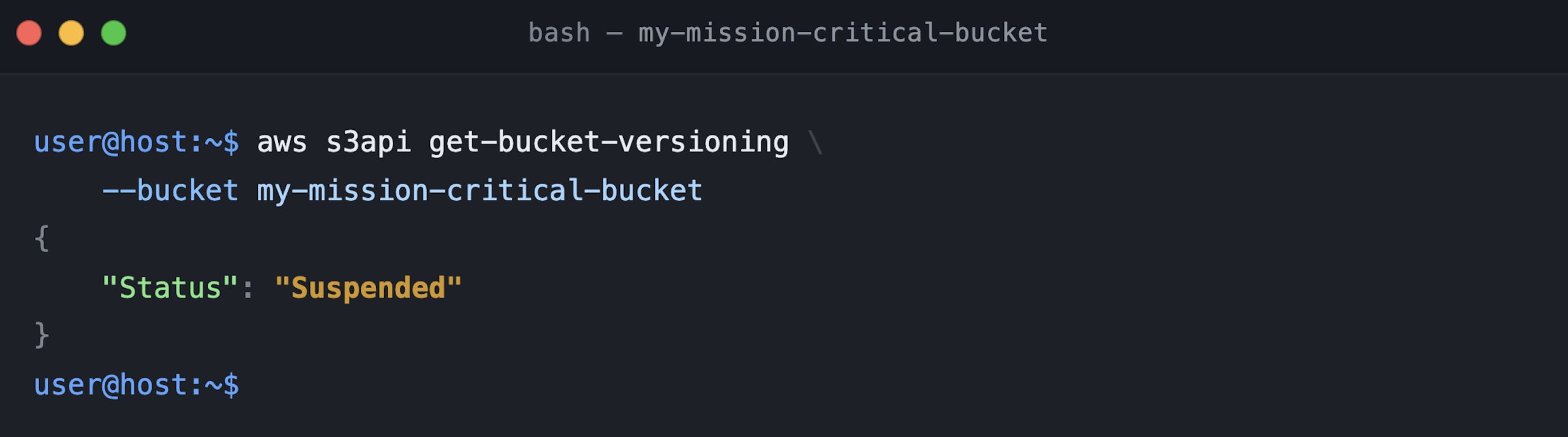 Figure 6_Bucket versioning confirmation in suspended mode