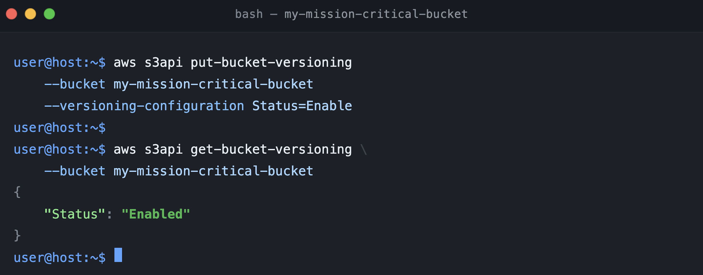 Figure 7_S3 bucket changed state from Suspended to Enabled mode
