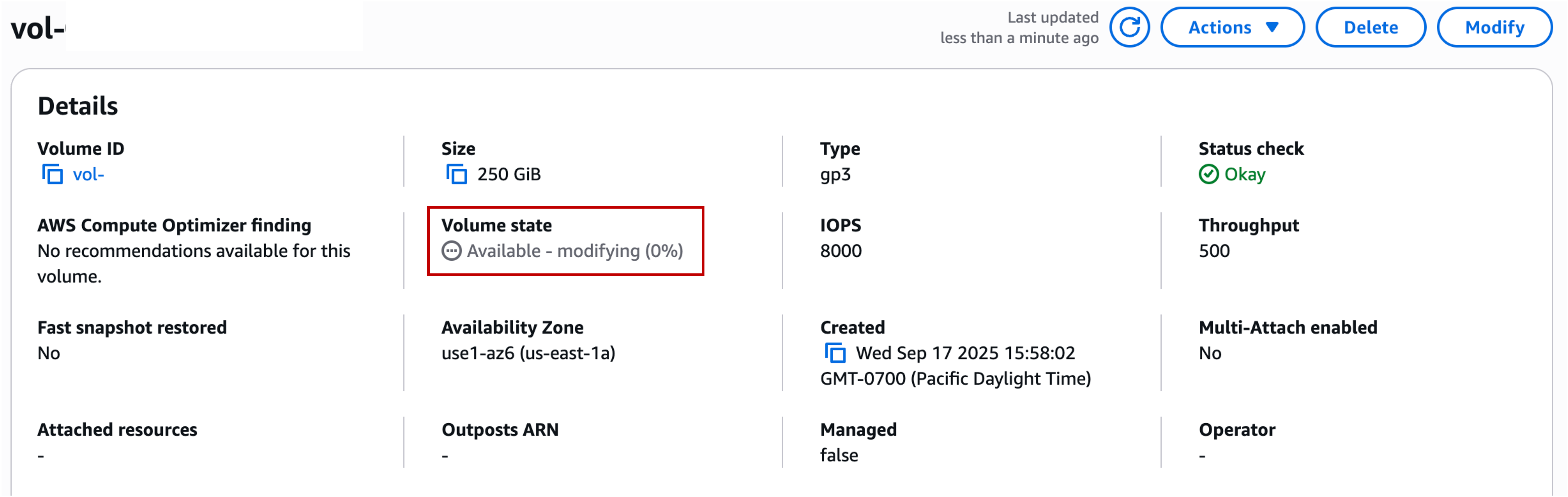 Modify Volume state