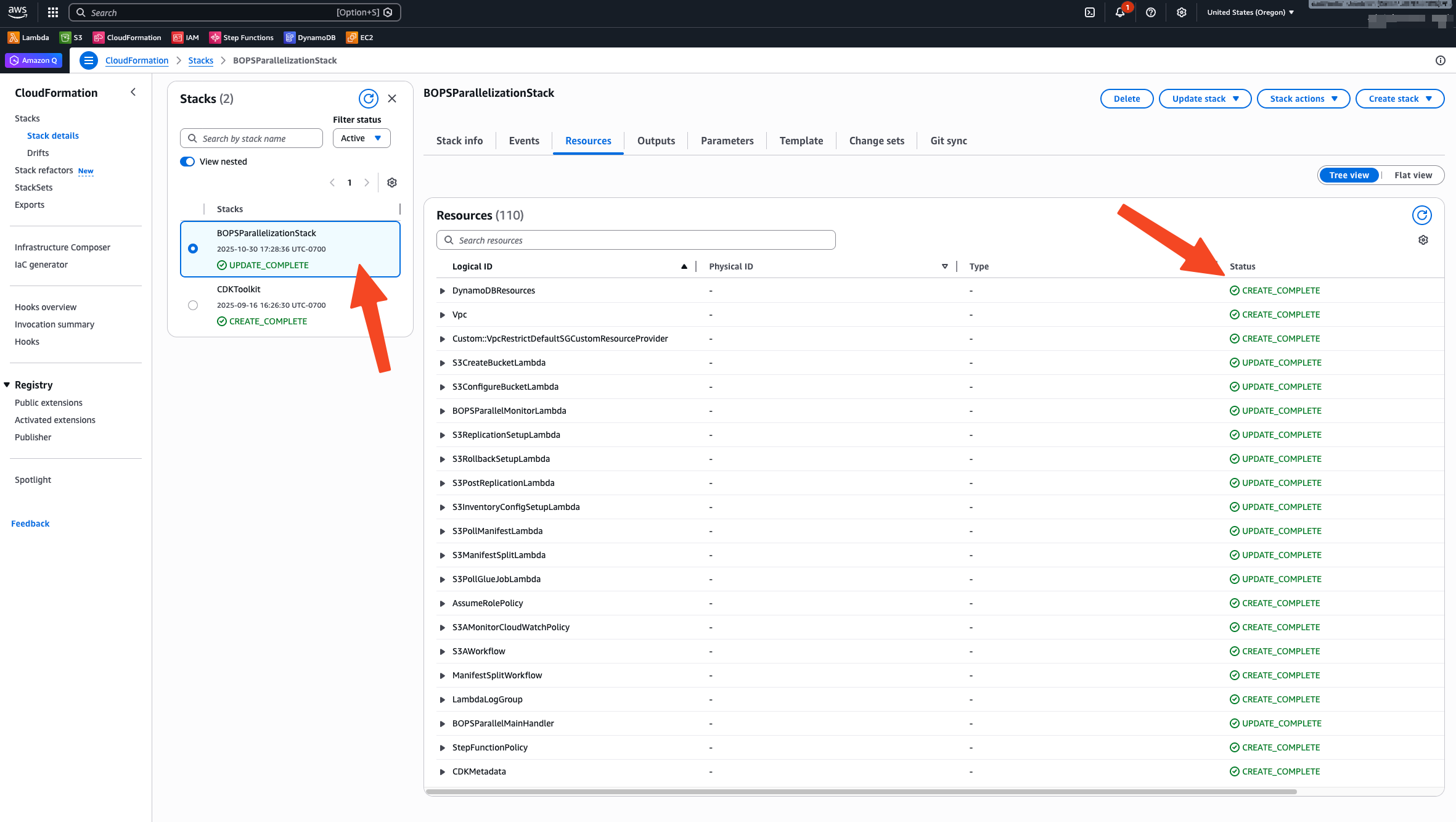 Figure 2: Screenshot showing details of deployed CloudFormation stack