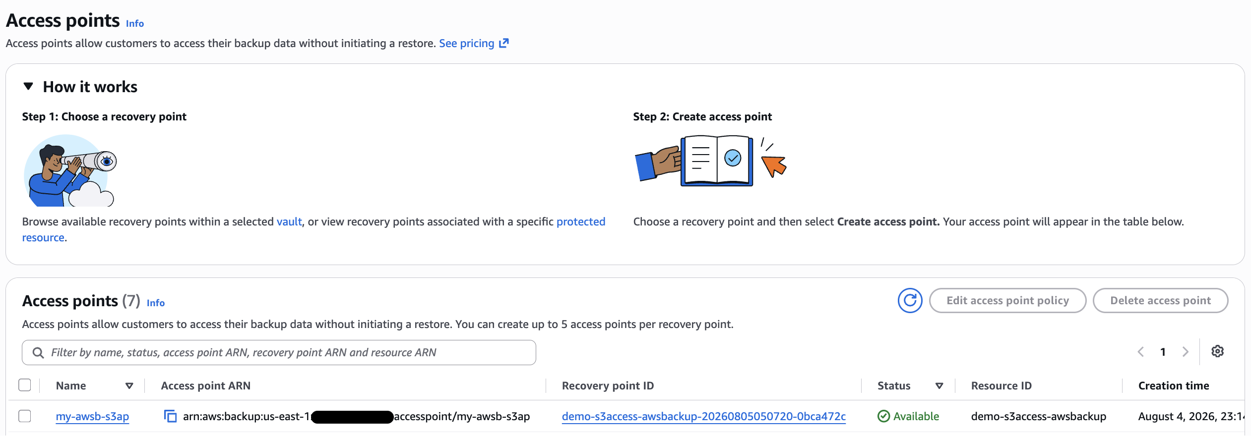 access point in list after creation