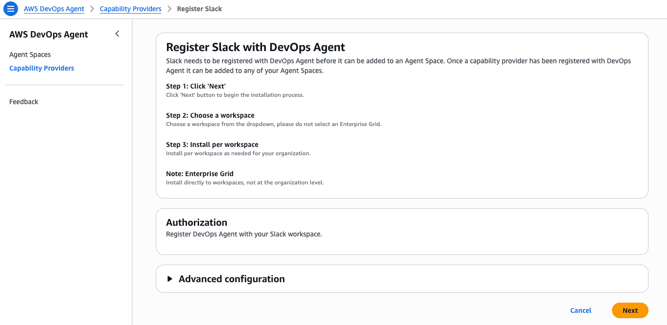 Slack registration