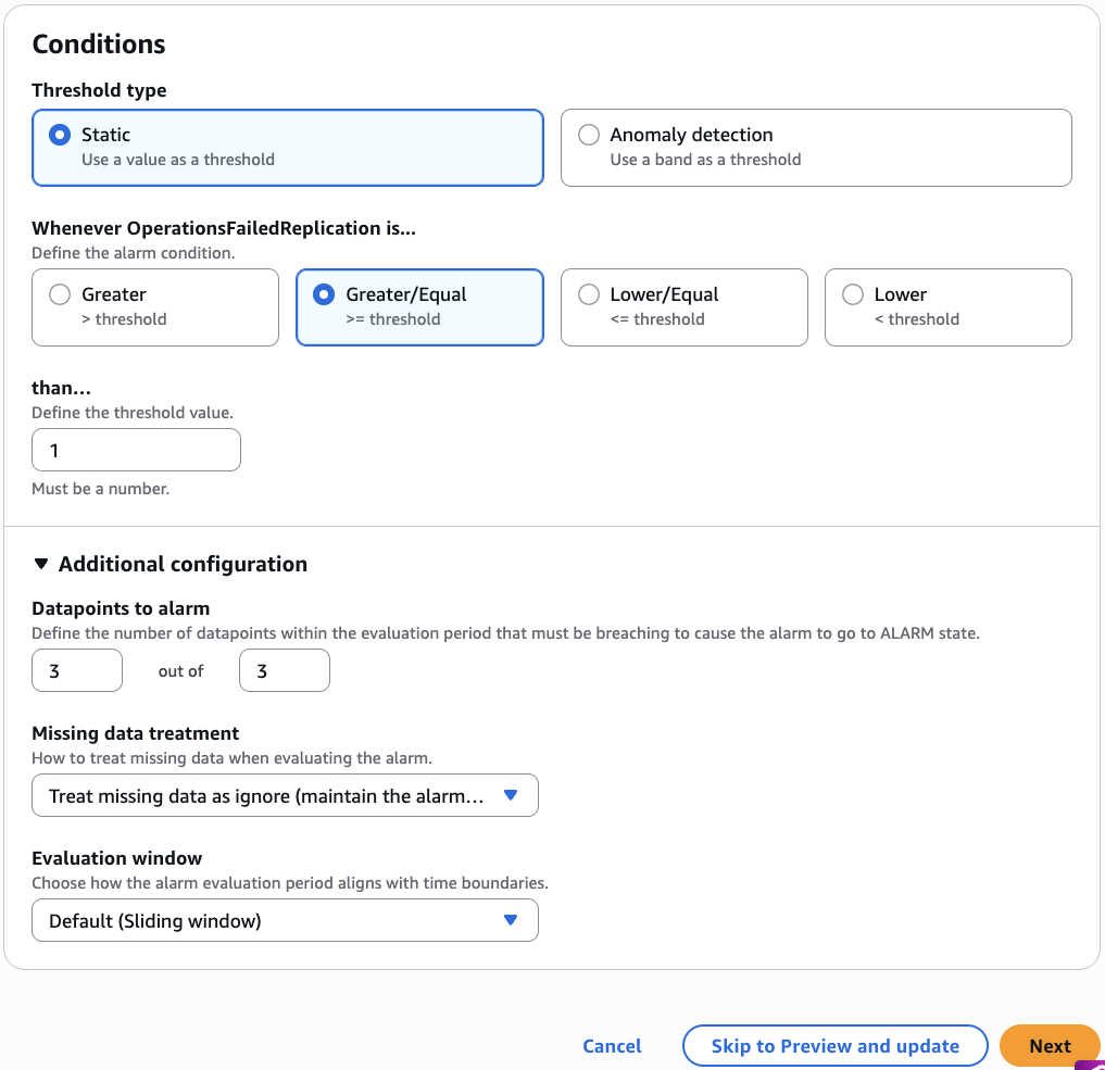 specifying alarm conditions