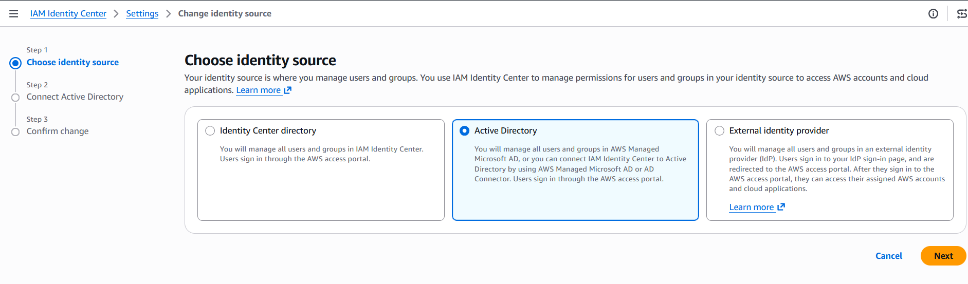 Choose your identity source to access AWS accounts and cloud applications