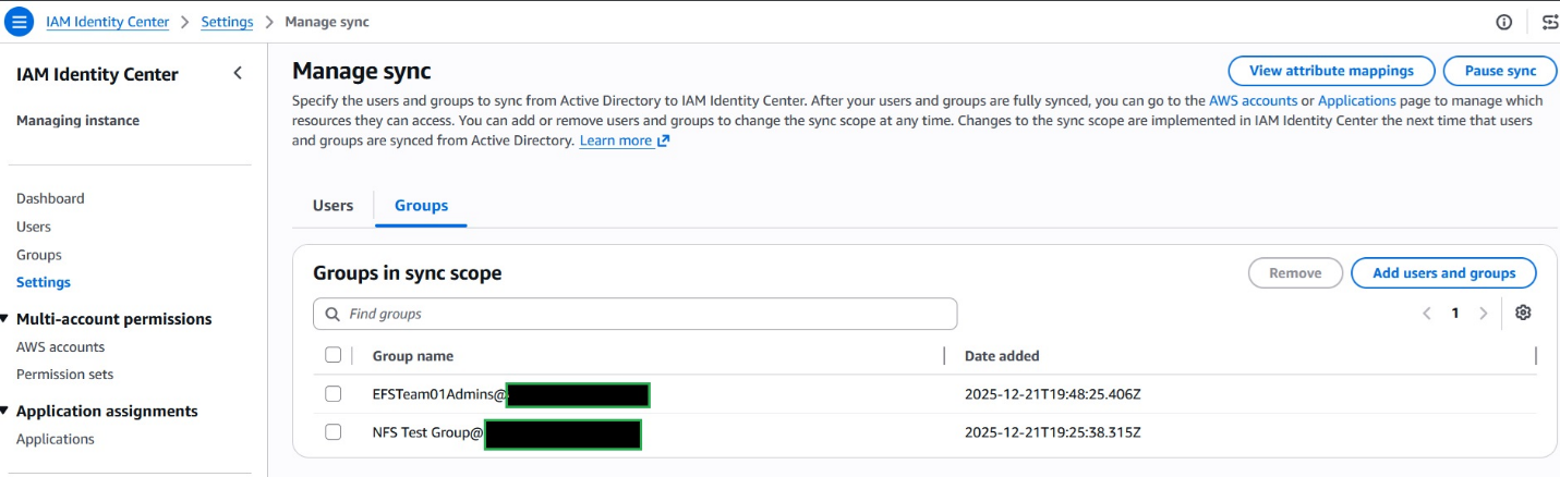 Syncing Active Directory groups in IAM Identity Center