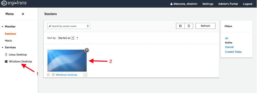 Figure 3. Starting a Windows VDI session