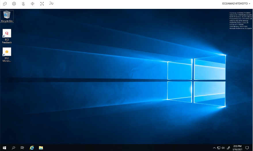 Figure 4. The Windows session desktop.