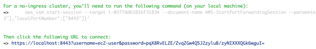 Running output port-forwarding command locally on your desktop.