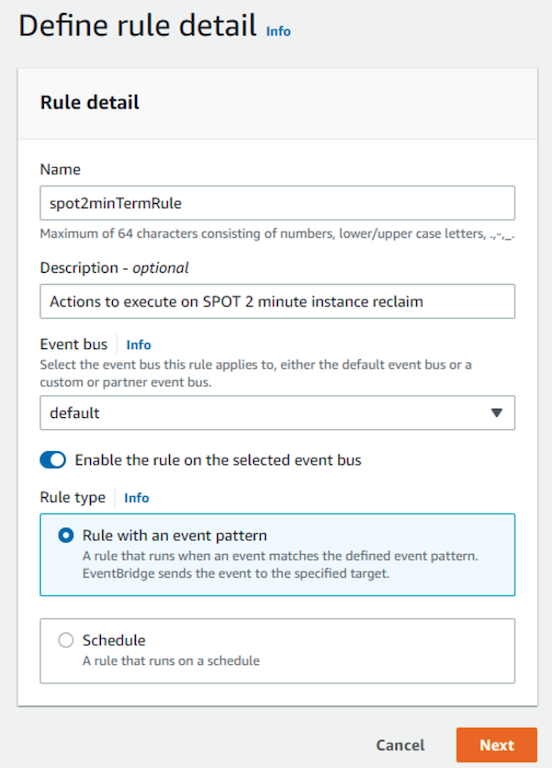 Figure 1: Define an event rule, give it a name, specify rule type.