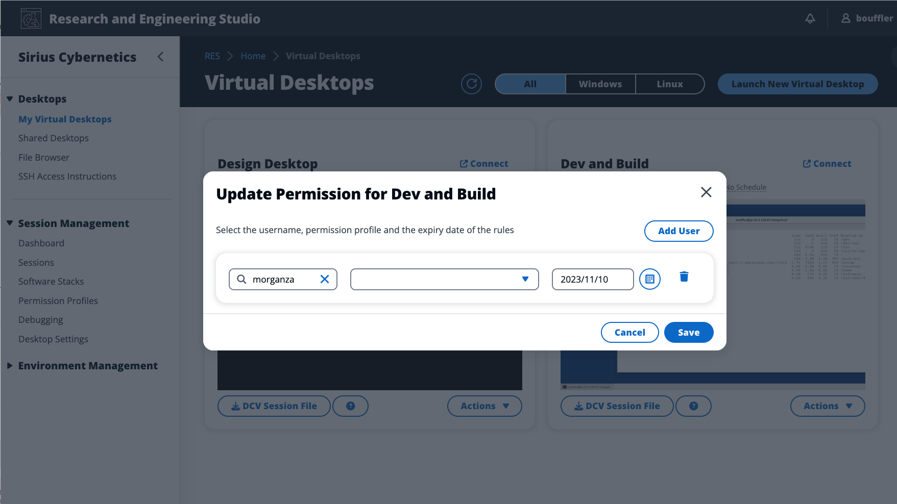 Figure 2 - RES permits users to share their virtual desktop sessions with others in a controlled fashion.