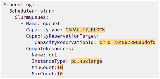 Figure 3 - The cluster configuration that is needed to configure the use of a Capacity Block.