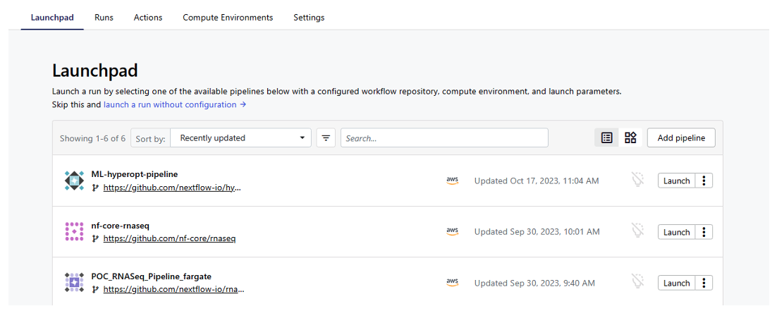 Figure 8: Add ML pipeline to Seqera Launchpad.