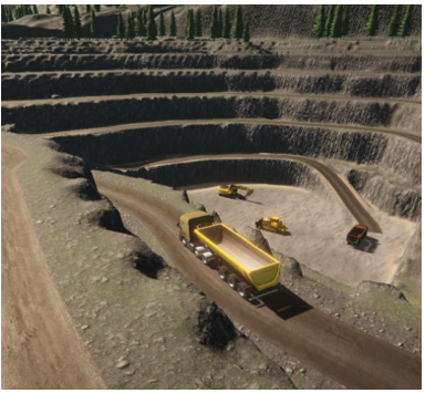 Figure 4 - Simulated autonomous mining operation in RoSi