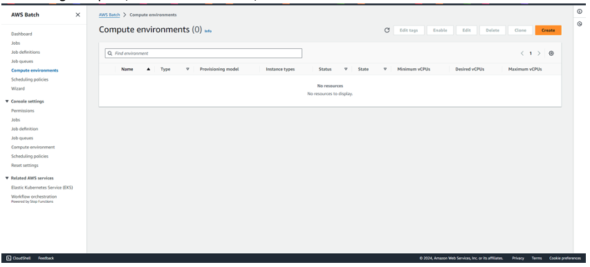 Figure 8 - Compute Environments console view