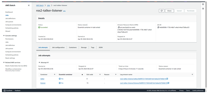 Figure 13 - Job details console view