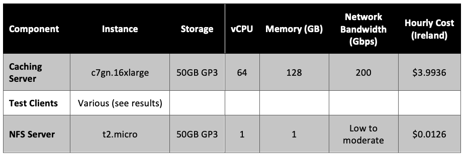 Table 1 – Specifications for the instances used in our experiment.