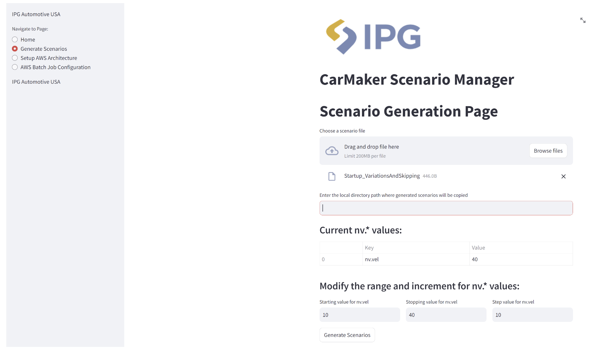 Figure 4 - Generate simulation scenarios using CarMaker Scenario Manager