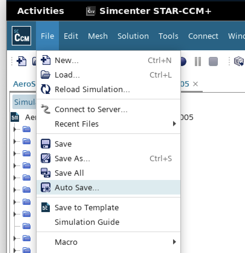 Figure 4 - STAR-CCM+ Auto Save (checkpointing) configuration interface