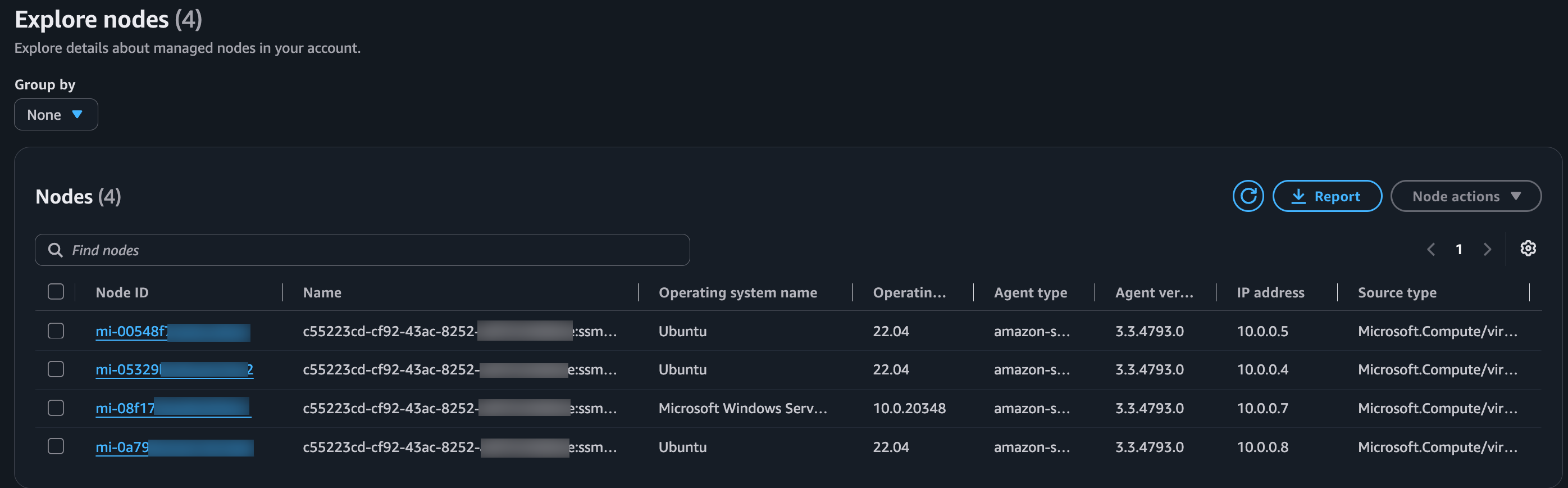 Explore Nodes showing Azure VMs as managed nodes