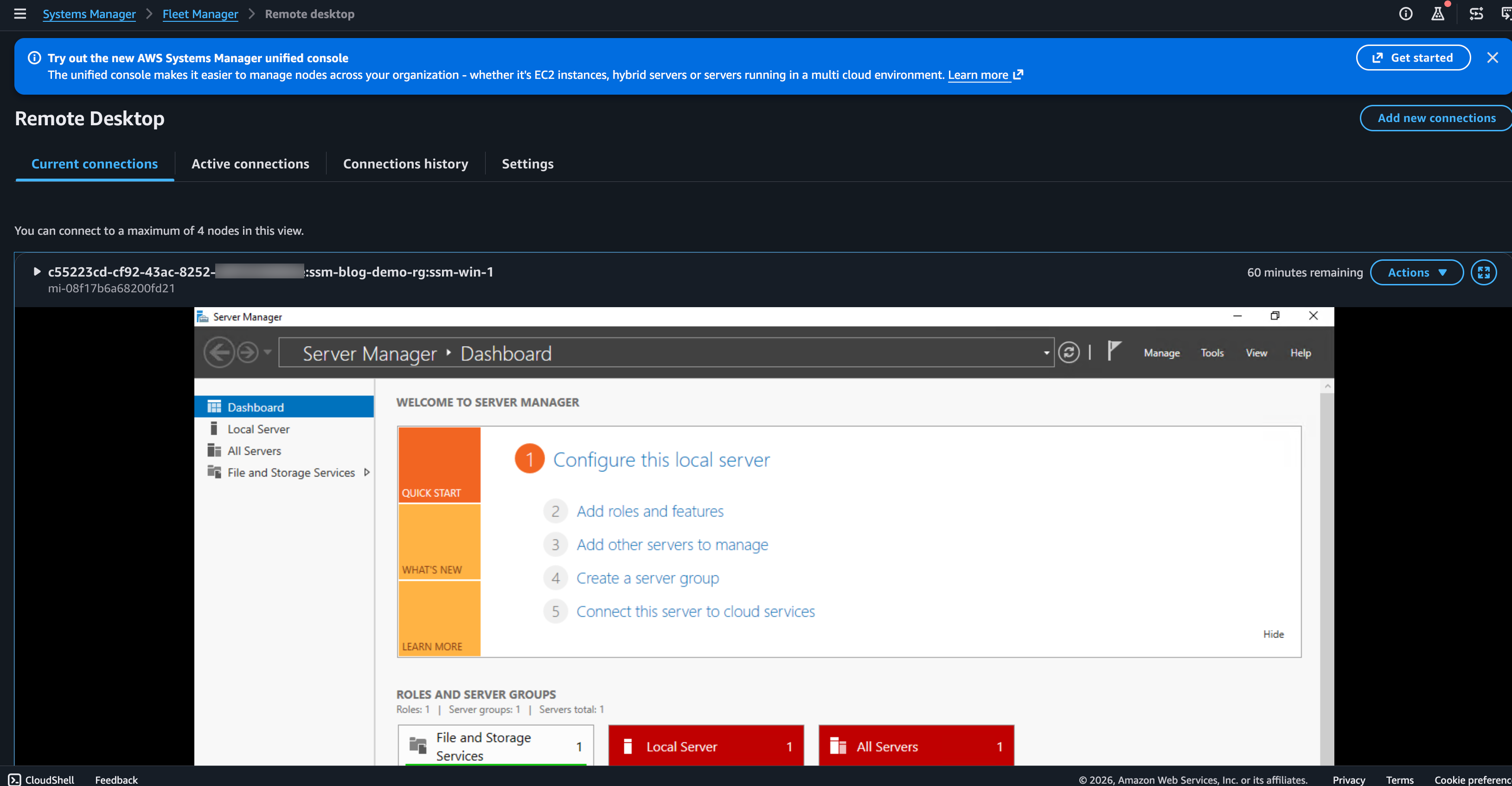RDP session to Windows Azure VM via Fleet Manager