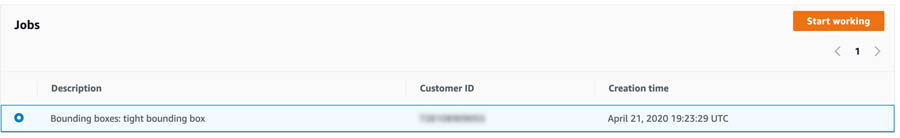 Starting labeling by selecting Start working