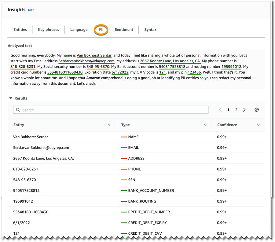 Detecting and redacting PII using Amazon Comprehend AWS Machine