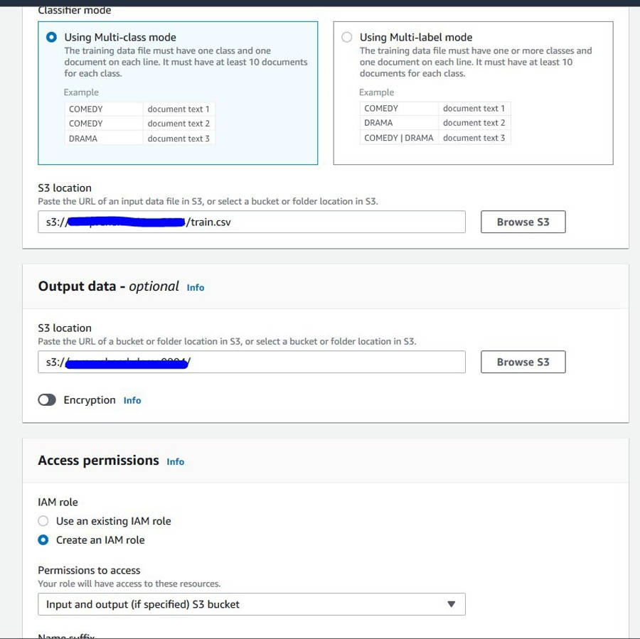 Comprehend Custom Classification Model Creation