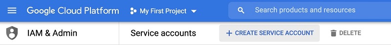 Choose CREATE SERVICE ACCOUNT.