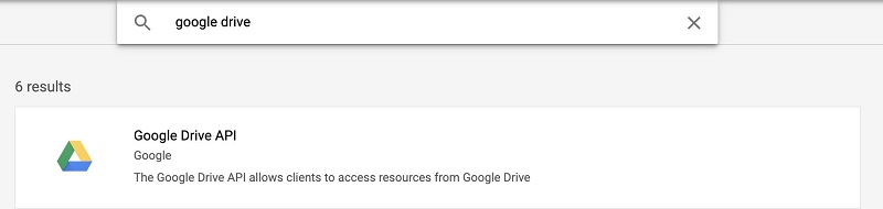 Search for and choose Google Drive API.