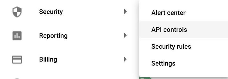 Choose Security and choose API controls.