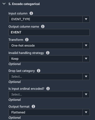 Perform a one hot encoding on the EVENT_TYPE column.