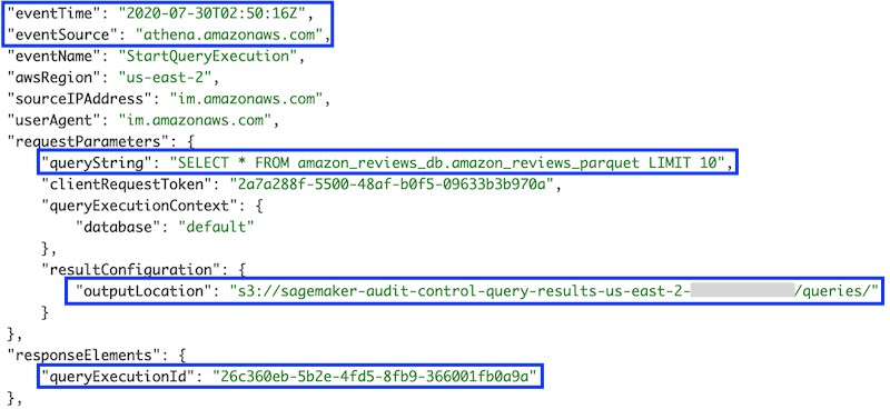 Output location. The query output is stored in CSV format in this Amazon S3 location. Files for each query are named using the query ID.