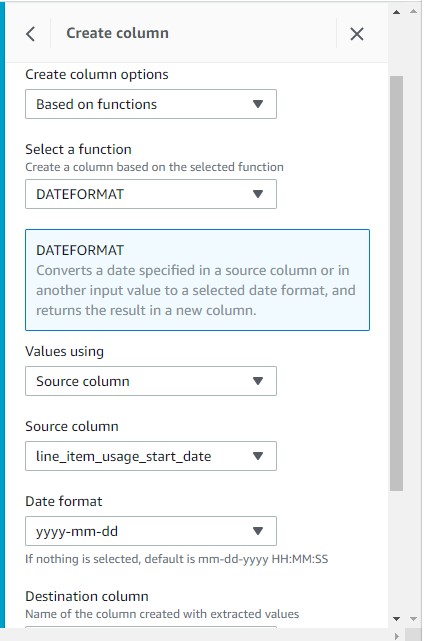 For Date format, choose yyyy-mm-dd.