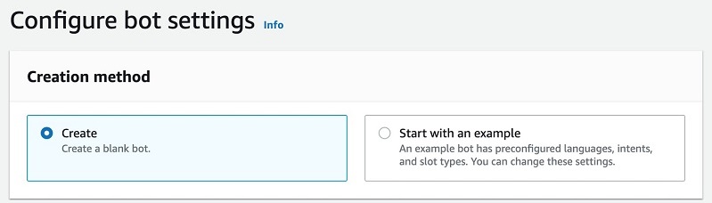 3. For Creation method, select Create.