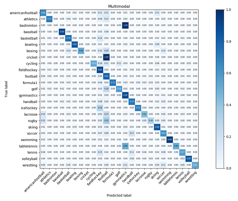 The following figure shows the video-level confusion matrix of the second testing dataset after postprocessing.