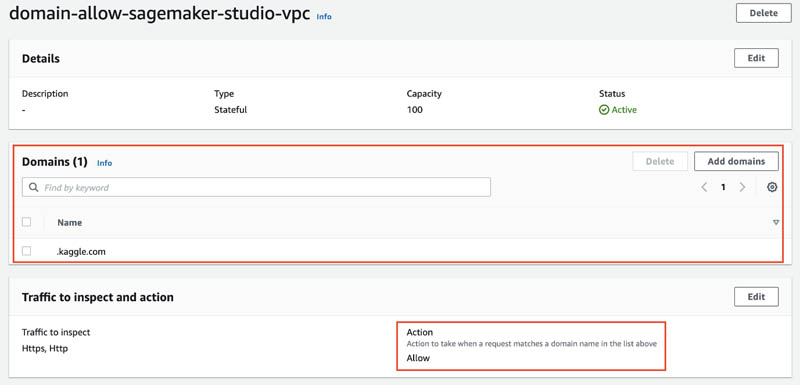 6 Domain allow sagemaker studio vpc