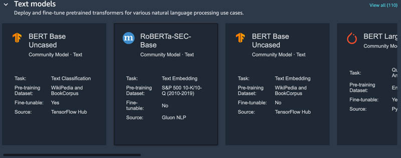 Use pre-trained financial language models for transfer learning in Amazon SageMaker JumpStart