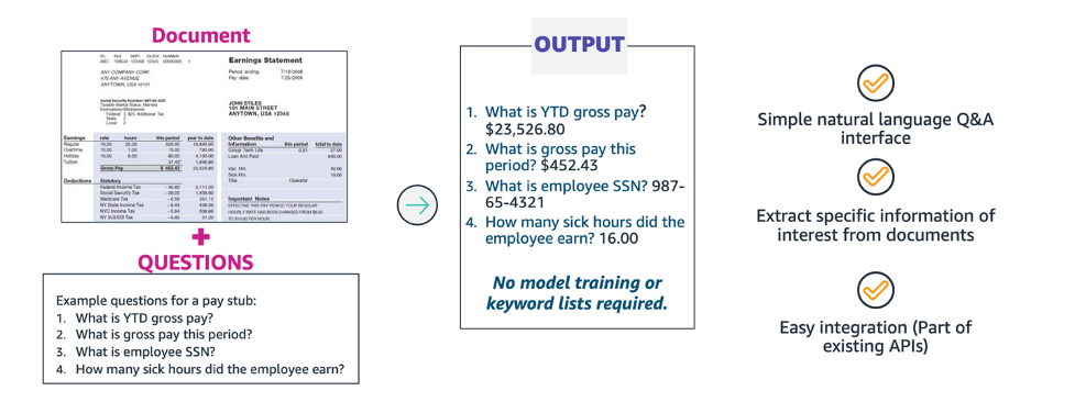 Queries based extraction using Amazon Textract.