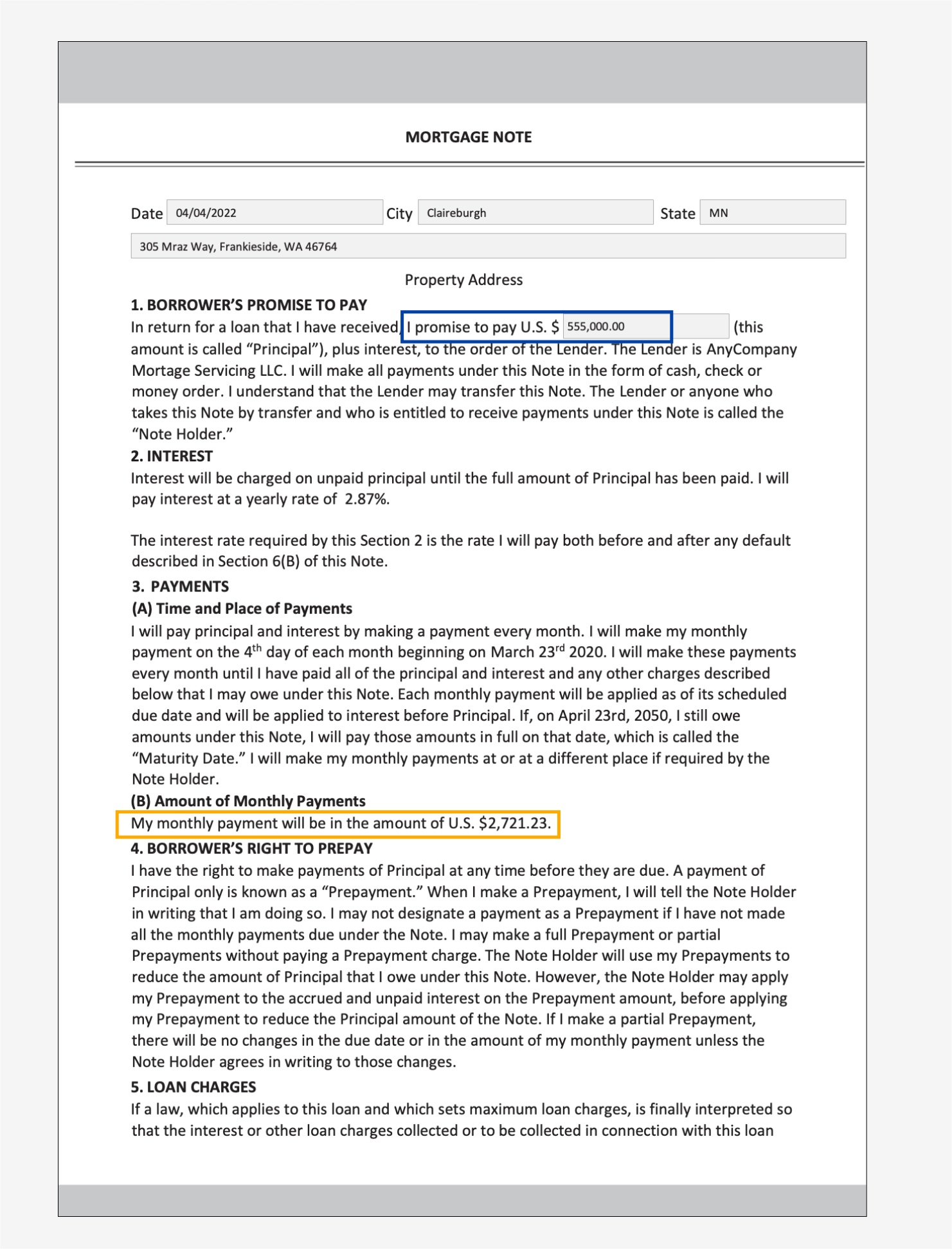 mortgage note